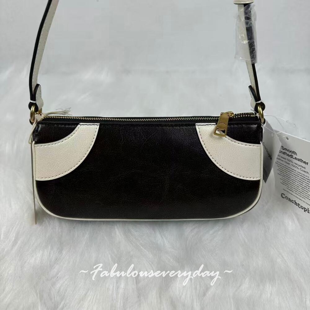 Coach Coachtopia Bowling Small Shoulder Bag Upcrafted Leather/Black White CFB01 - Picture 4 of 8